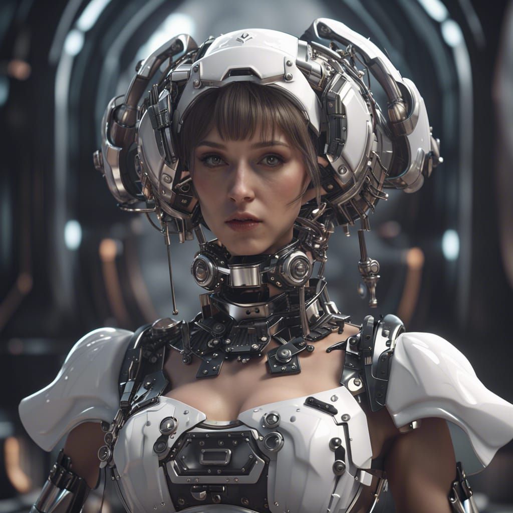 Futuristic Robotic French Maid in Sci-Fi Style