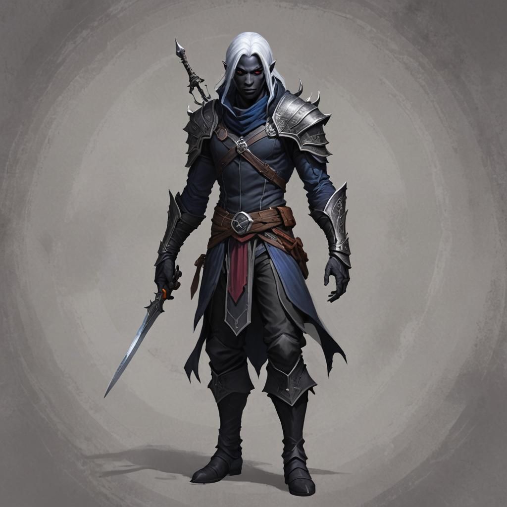 Male Drow Assassin Character Portrait