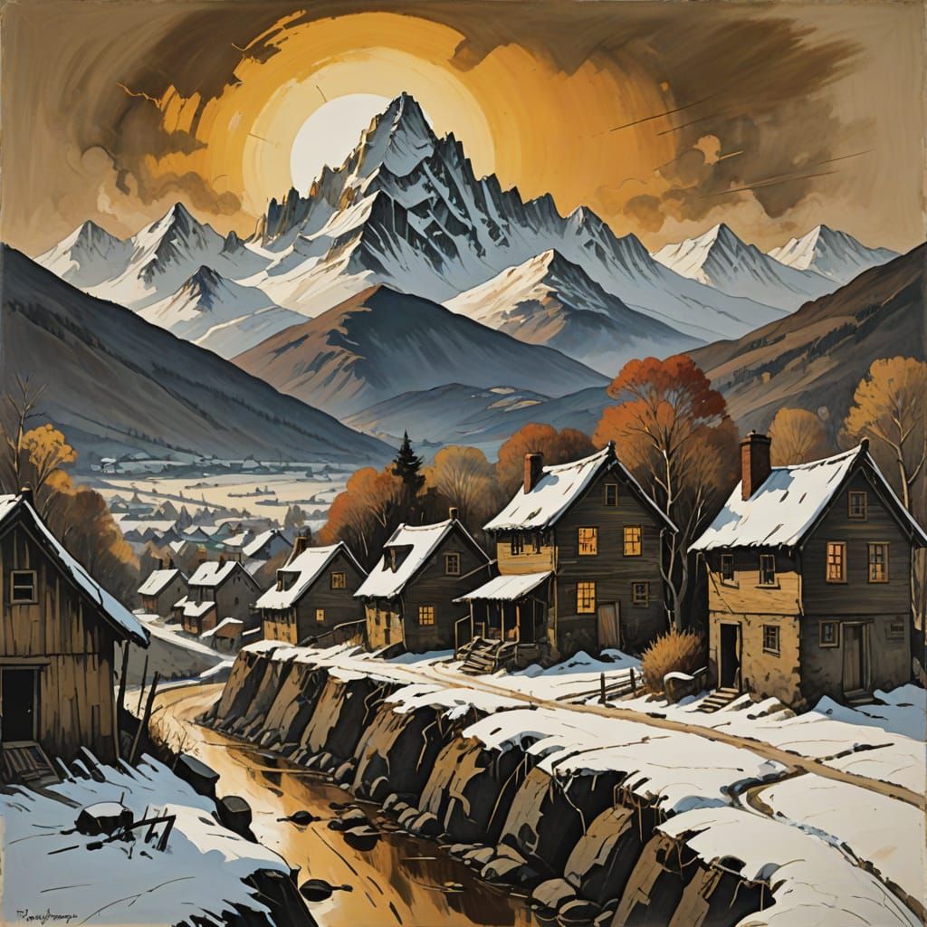 Impressive Shield Safeguards Serene Mountain Village