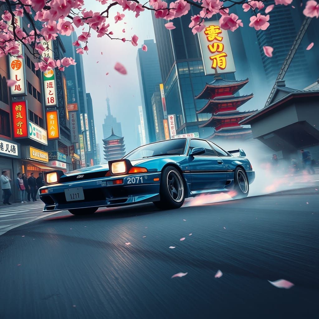 Tokyo Drift: 180SX in a Cyberpunk Dreamscape