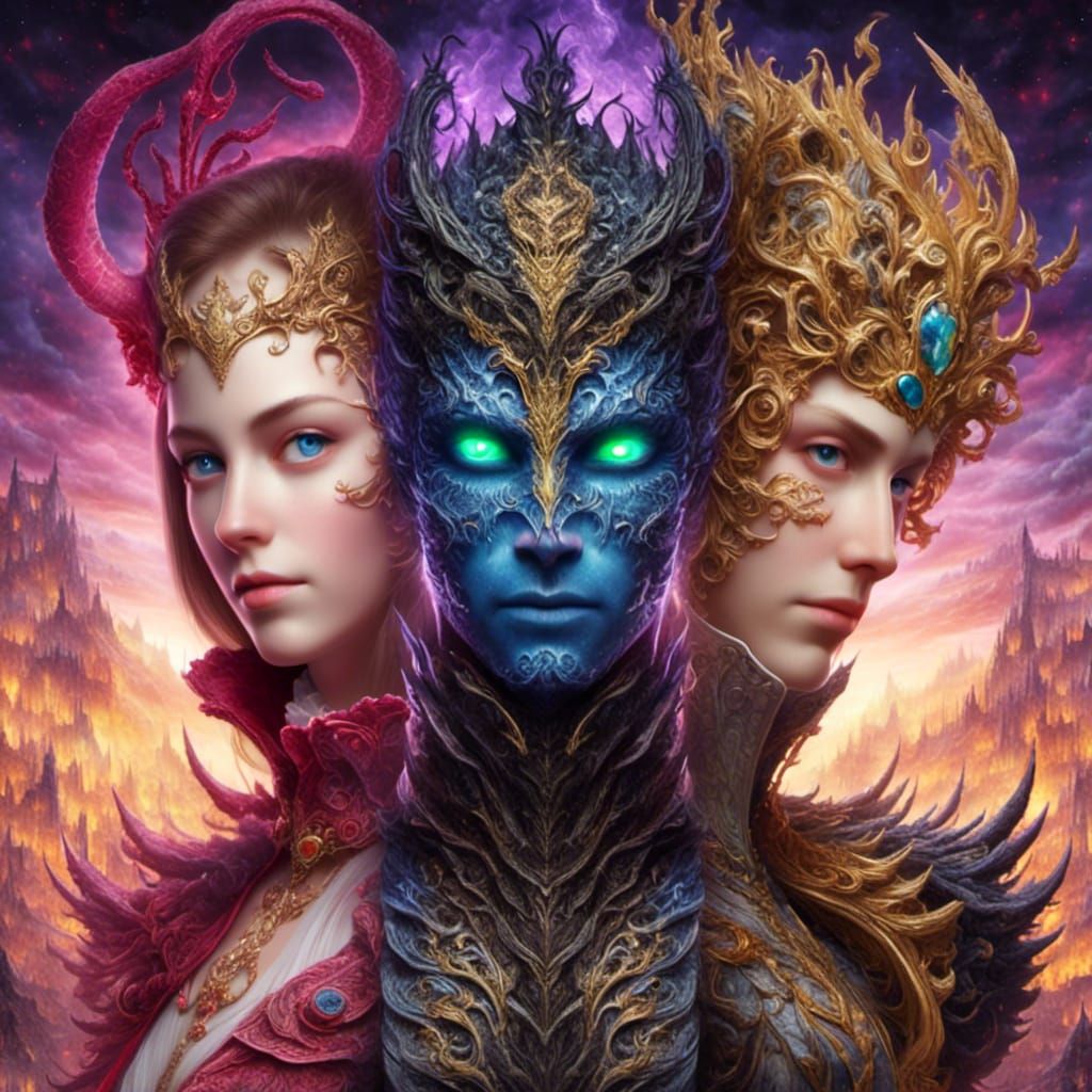 <lora:HeteroChromatic:1.0> Good v evil Oppsite, something ab...