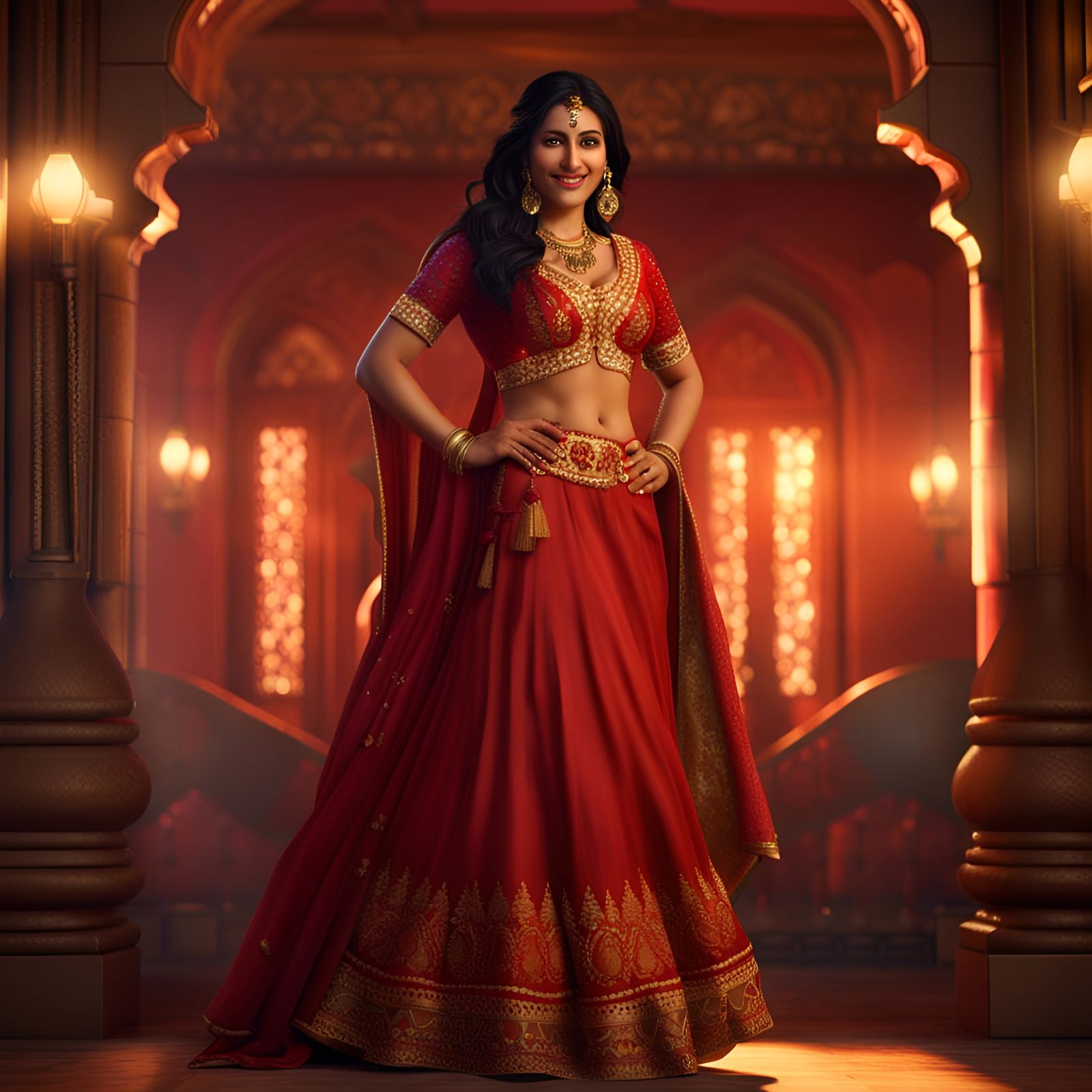 Beautiful Indian Bride in Red Lehenga, 8K Resolution
