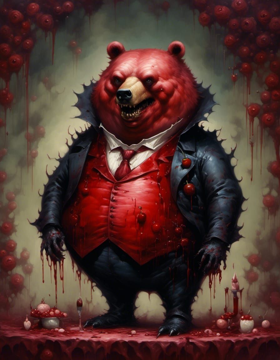 Obese Cherry Bear Vampire Portrait