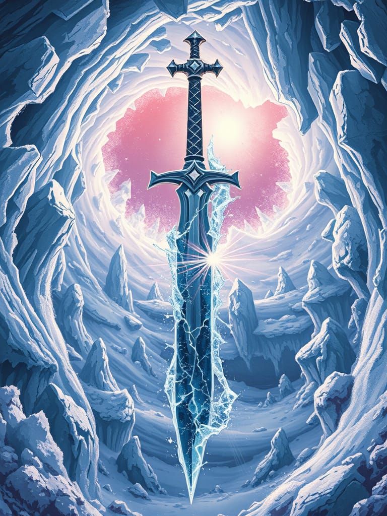 Ethereal Frostborn Sword Radiates Otherworldly Energy