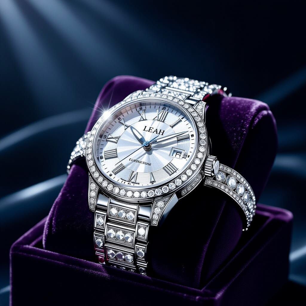 Luxurious Diamond Watch With "Leah" Engraved