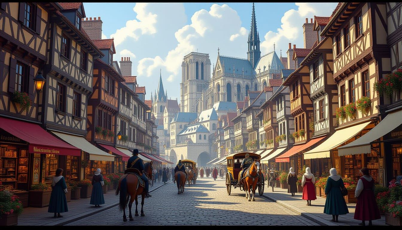 Medieval Paris Cityscape in Digital Art Style