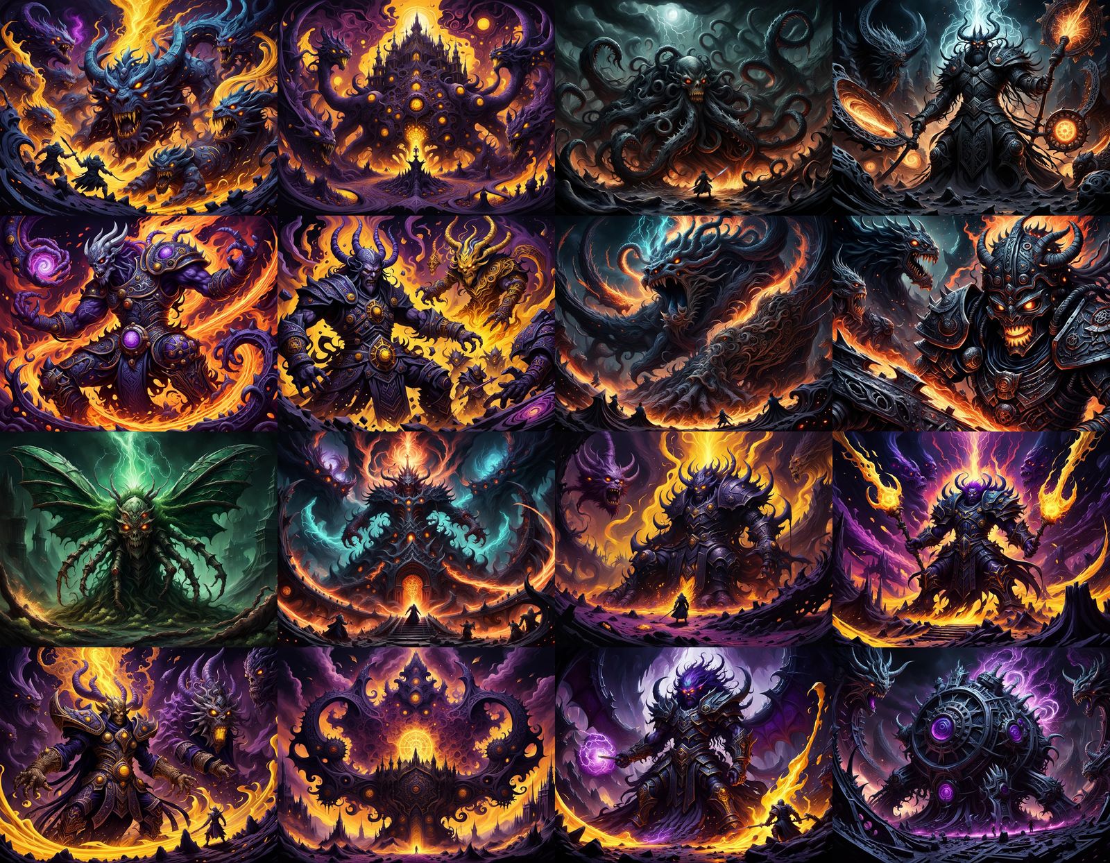 Dark Fantasy masterpiece with twisted gods and gothic machin...