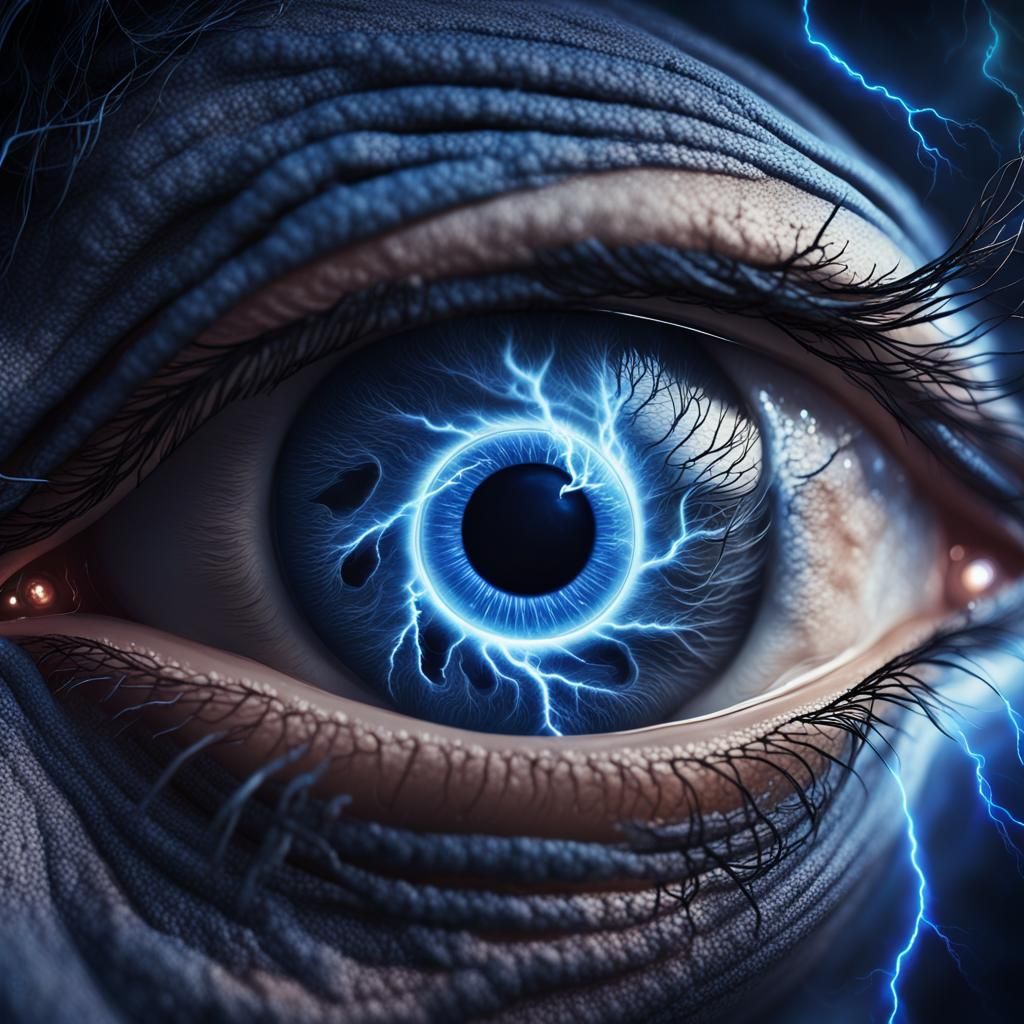 Mystical Eye Storm in Cyberpunk Style Digital Art