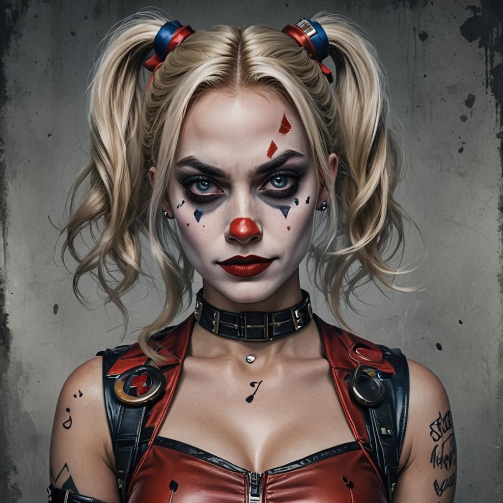 Hyperrealistic Portrait of Harley Quinn in 32k HD