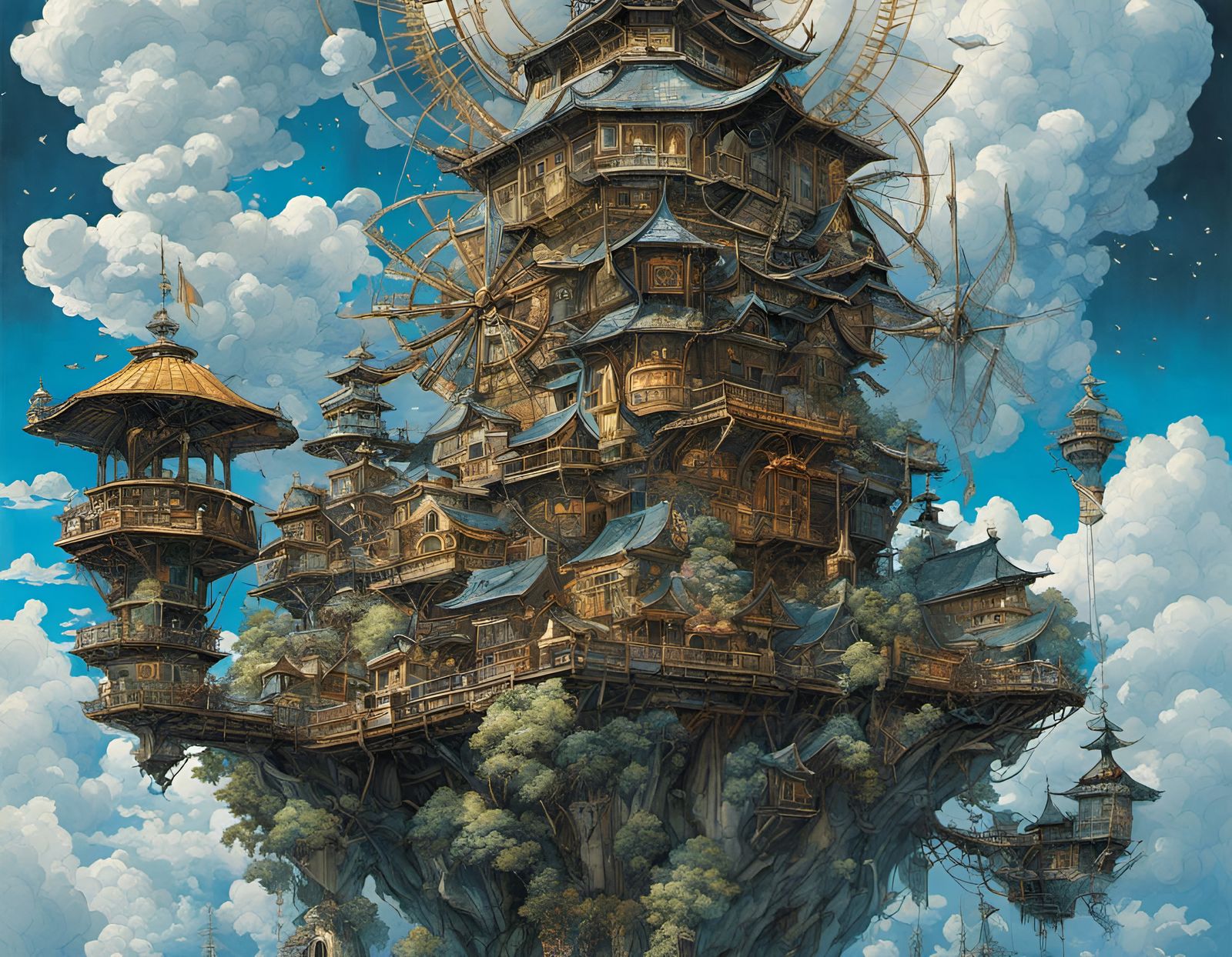 Spectacular Flying Windmill Island in the Sky