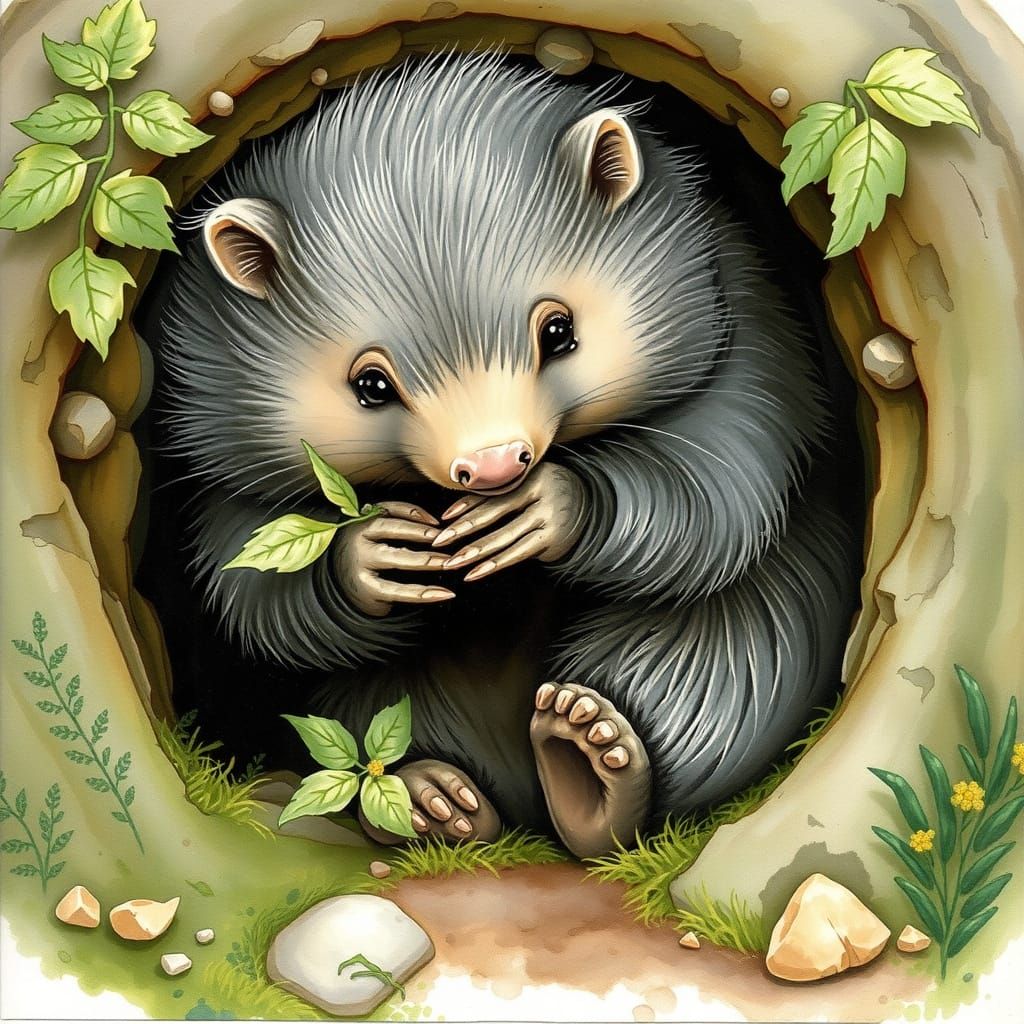 Whimsical Wombat at Play in Earthy Paradise