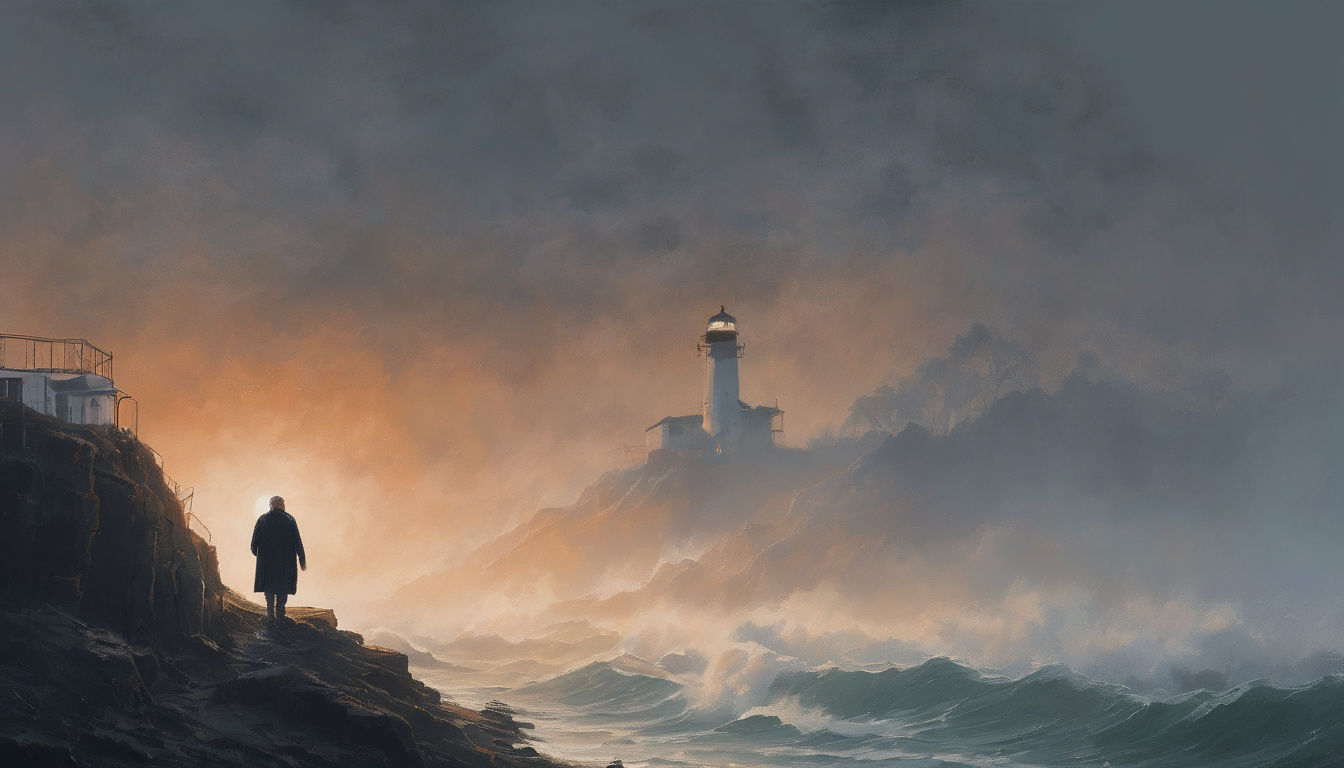 Grizzled Lighthouse Keeper in Cinematic Style