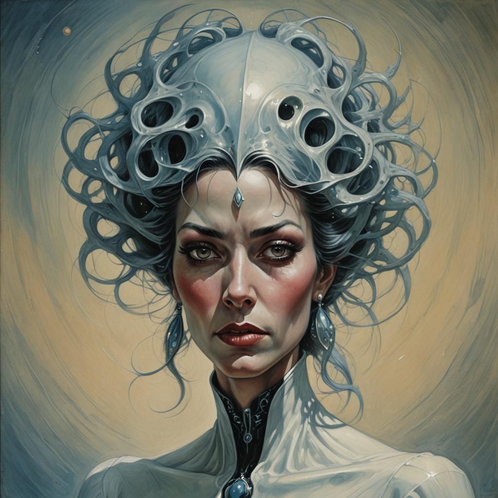 Woman in Sci-Fi Illustration Style