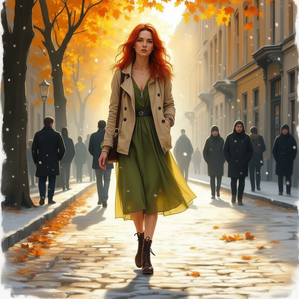 Woman in Oslo on Early Winter Evening