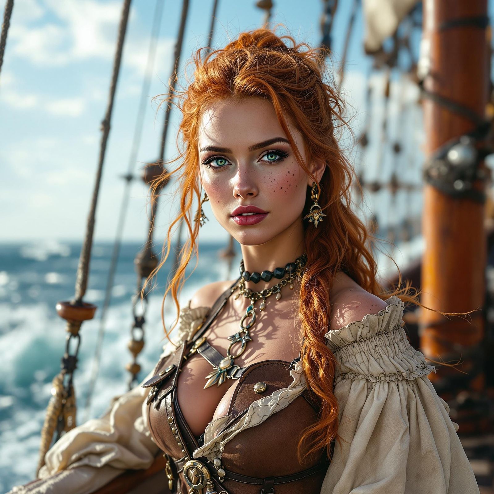 Pirate Queen in Epic Pirate Ship Setting