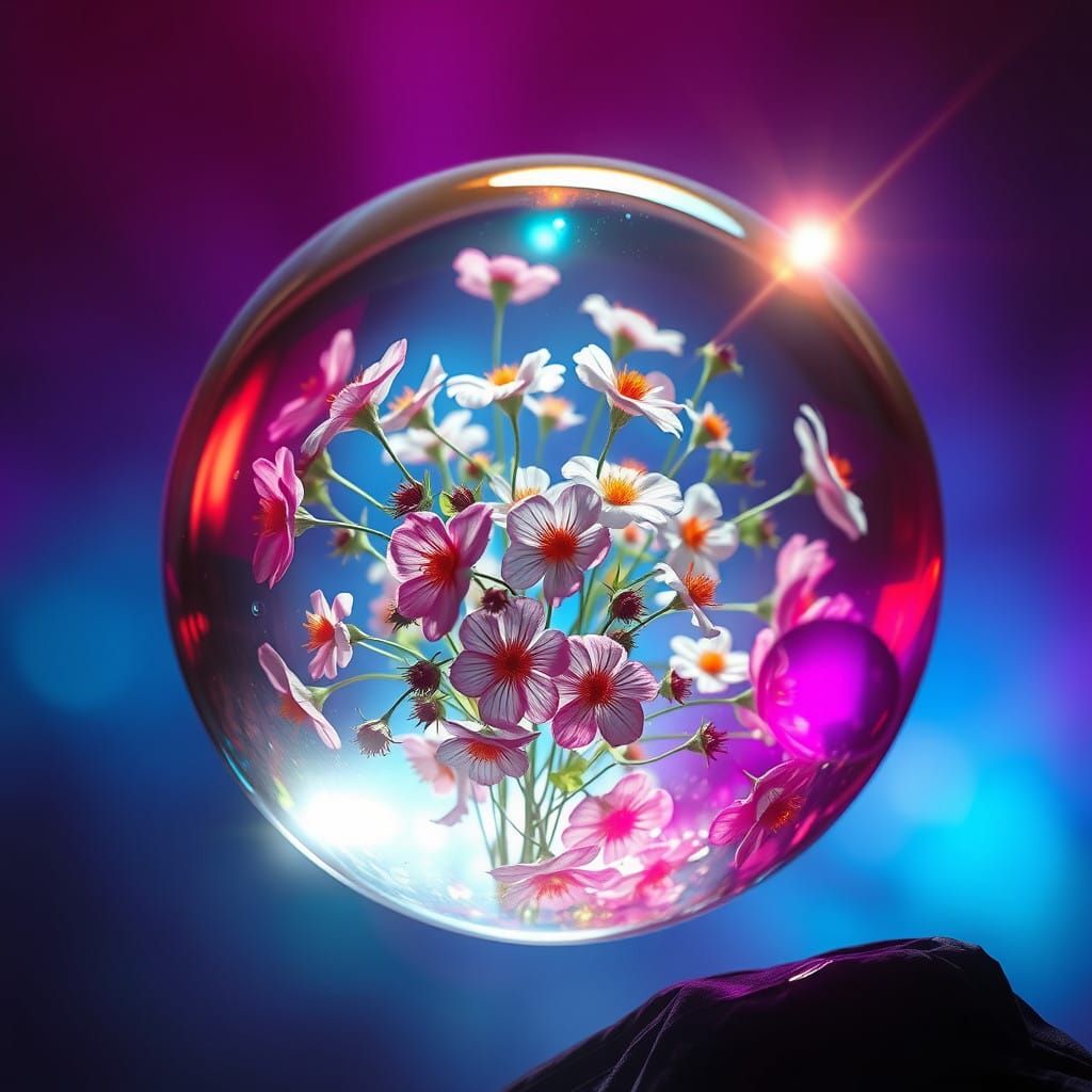 Ethereal Bloom Within Crystal Ball