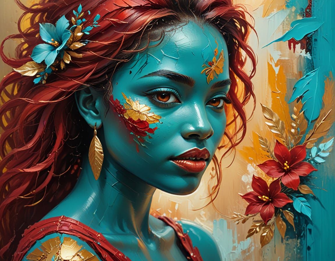 Trinidadian Artist: Vibrant Oil Painting in Romantic Style