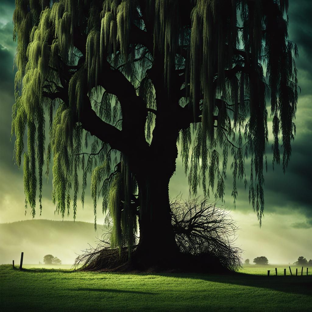 Haunting Willow Tree: AI Generated Image