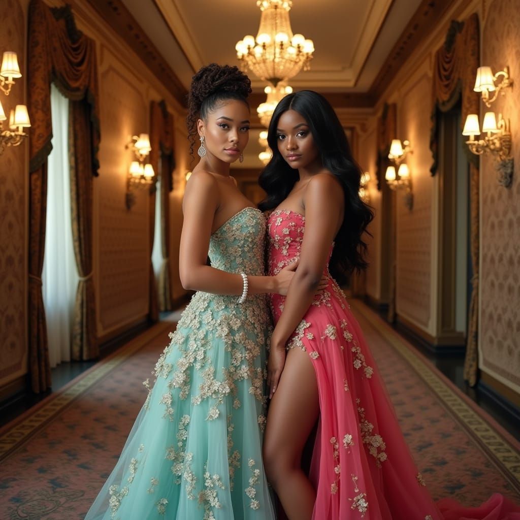 Elegant Women in Opulent Setting