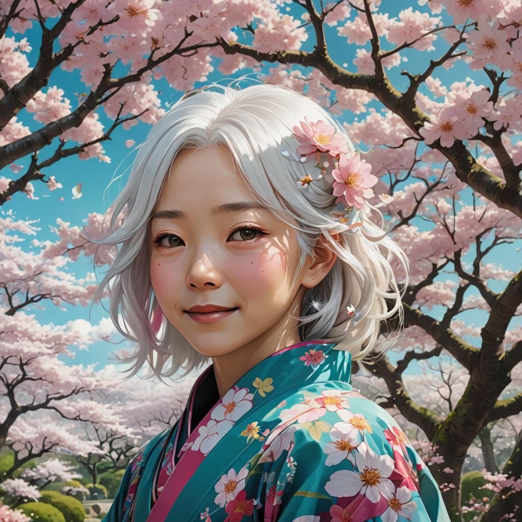 Anime Woman Portrait in Serene Garden
