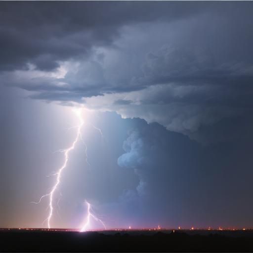 Dramatic Lightning Strike at Night