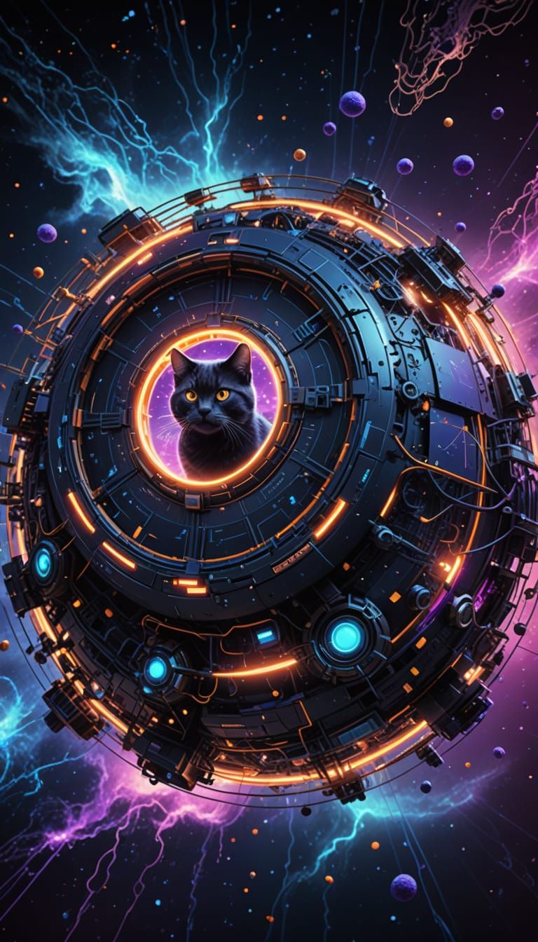 Cosmic Cat and Mother Nature in Digital Matte Painting