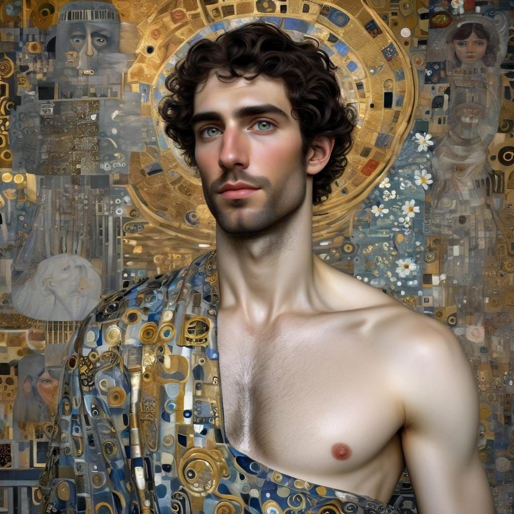 Ethereal Art Nouveau Portrait of Handsome Man