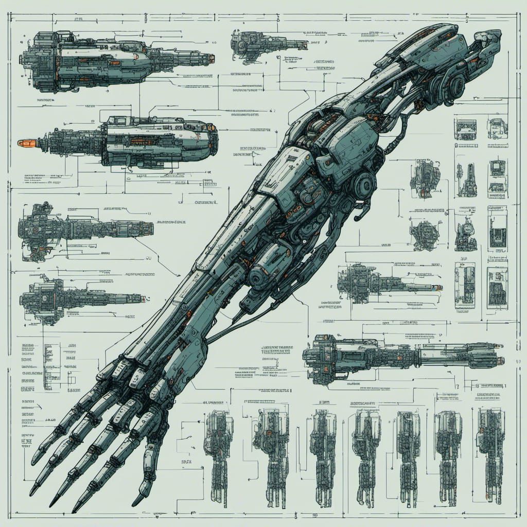 Detailed Cybernetic Arm Schematic Diagram