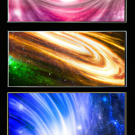 Photorealistic Galactic Triptych in Sublime Style