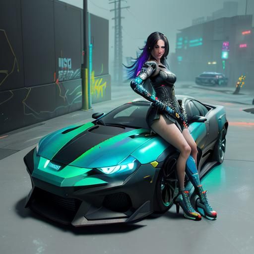 Nintendo Switch Girl in Cyberpunk Anime Style