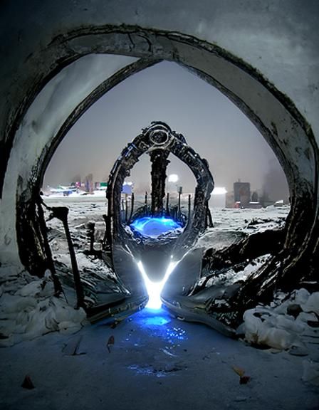 Technomancer's Portal on Alien Ice Planet: Hyperrealism