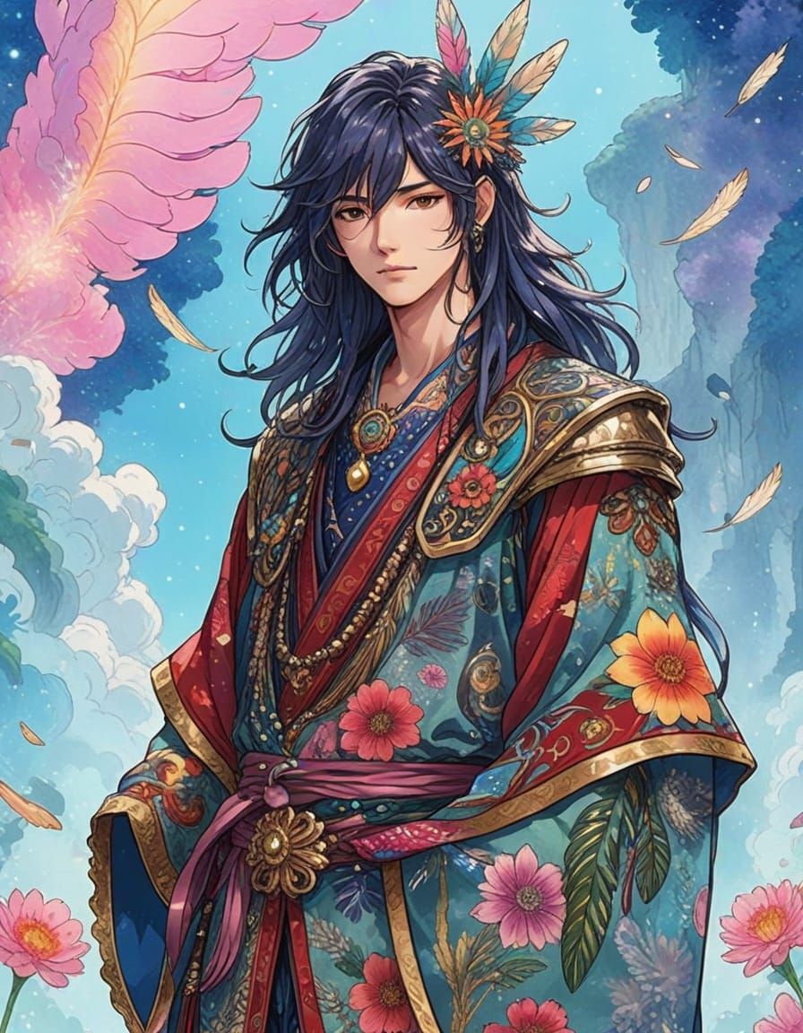 Ethereal Fantasy Prince in Vibrant Anime Art