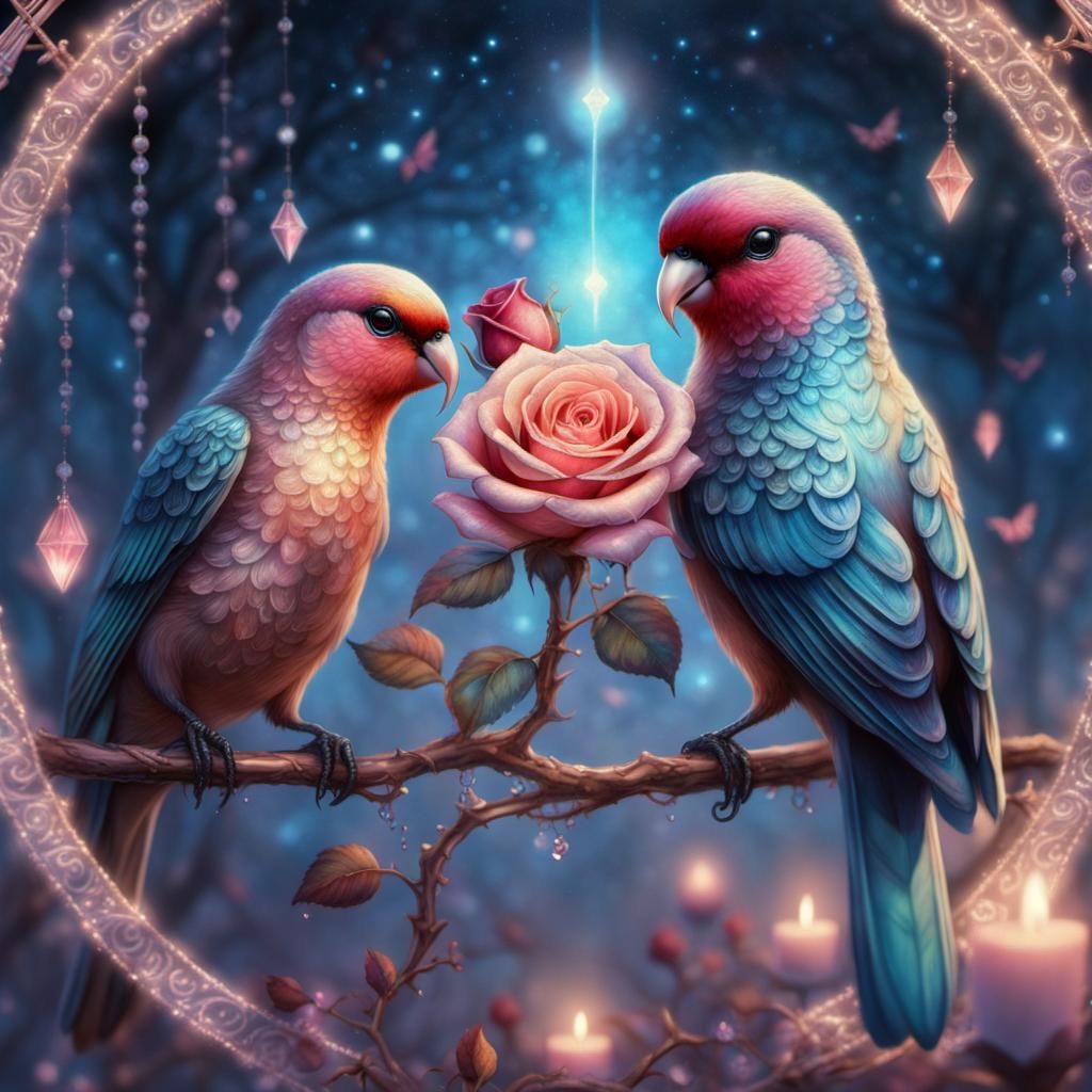fantasy concept art of love birds