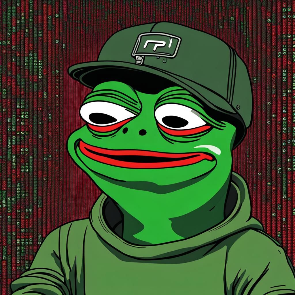 Make a meme/picture from the front angle on a 25 y/o Pepe th...