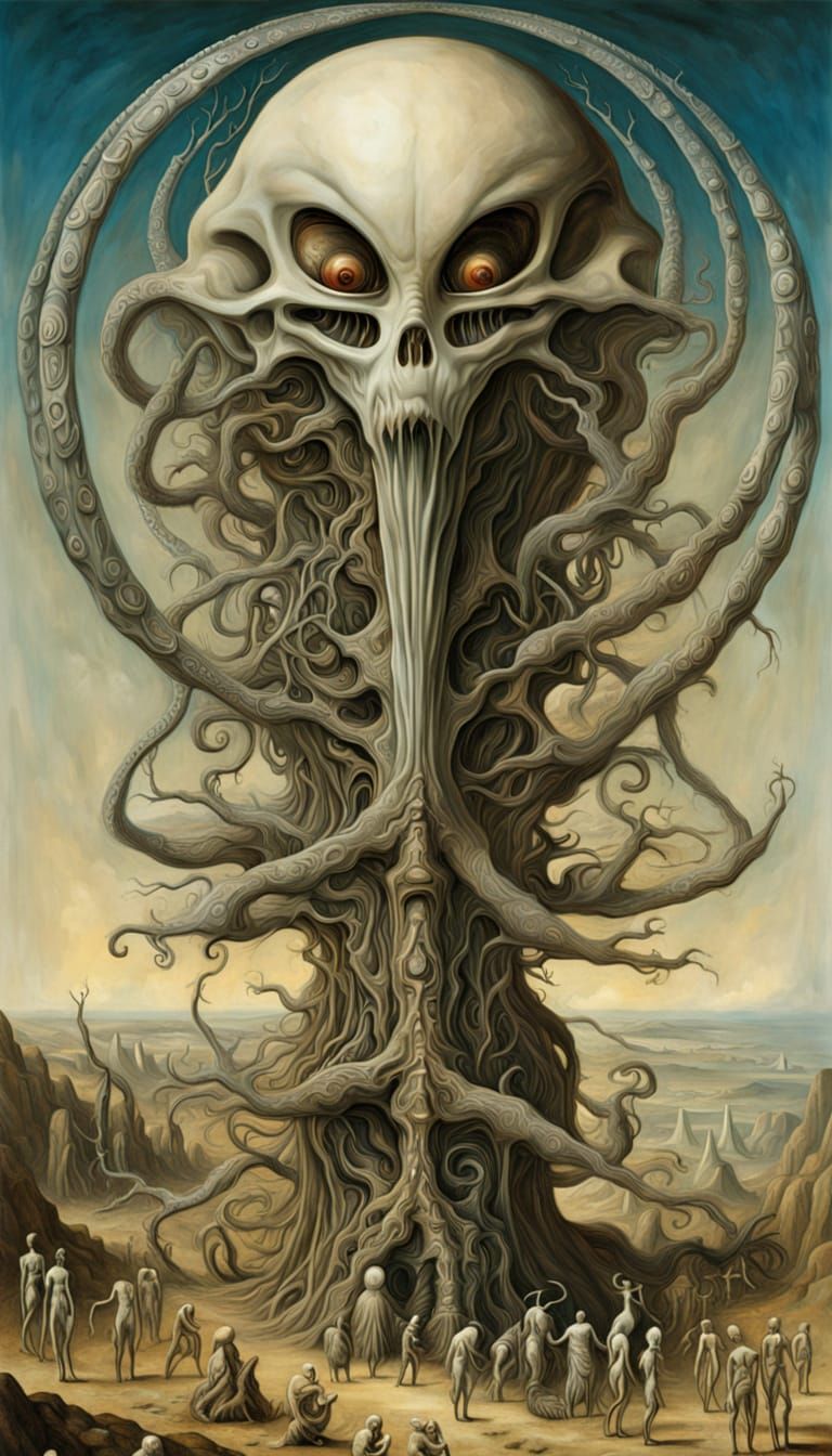 Alien Landscape with Pulsating Crystal Shape