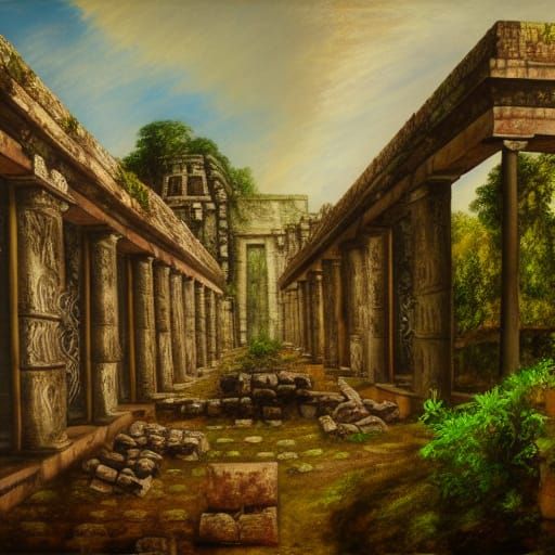 Mayan Ruins in Yucatan: Detailed Matte Painting