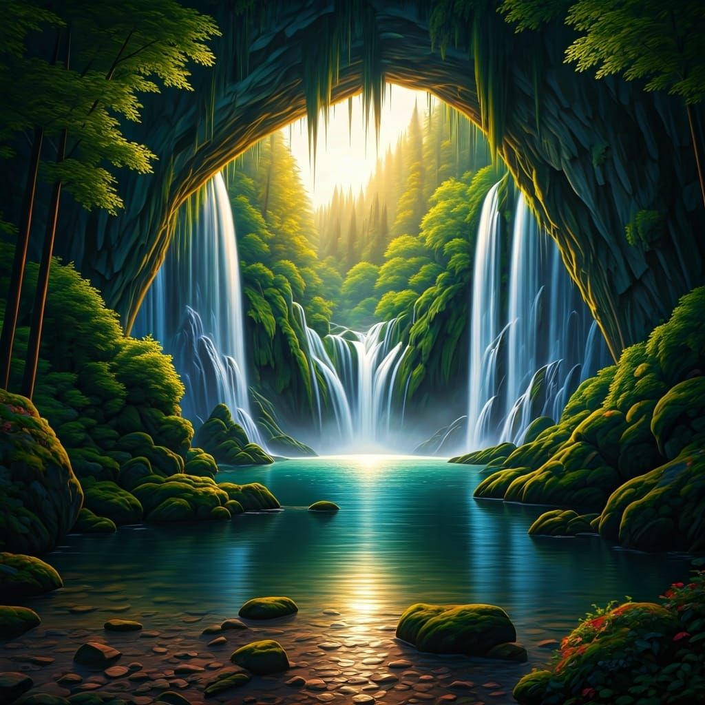 Sunset Waterfall in Untouched Balkan Wilderness