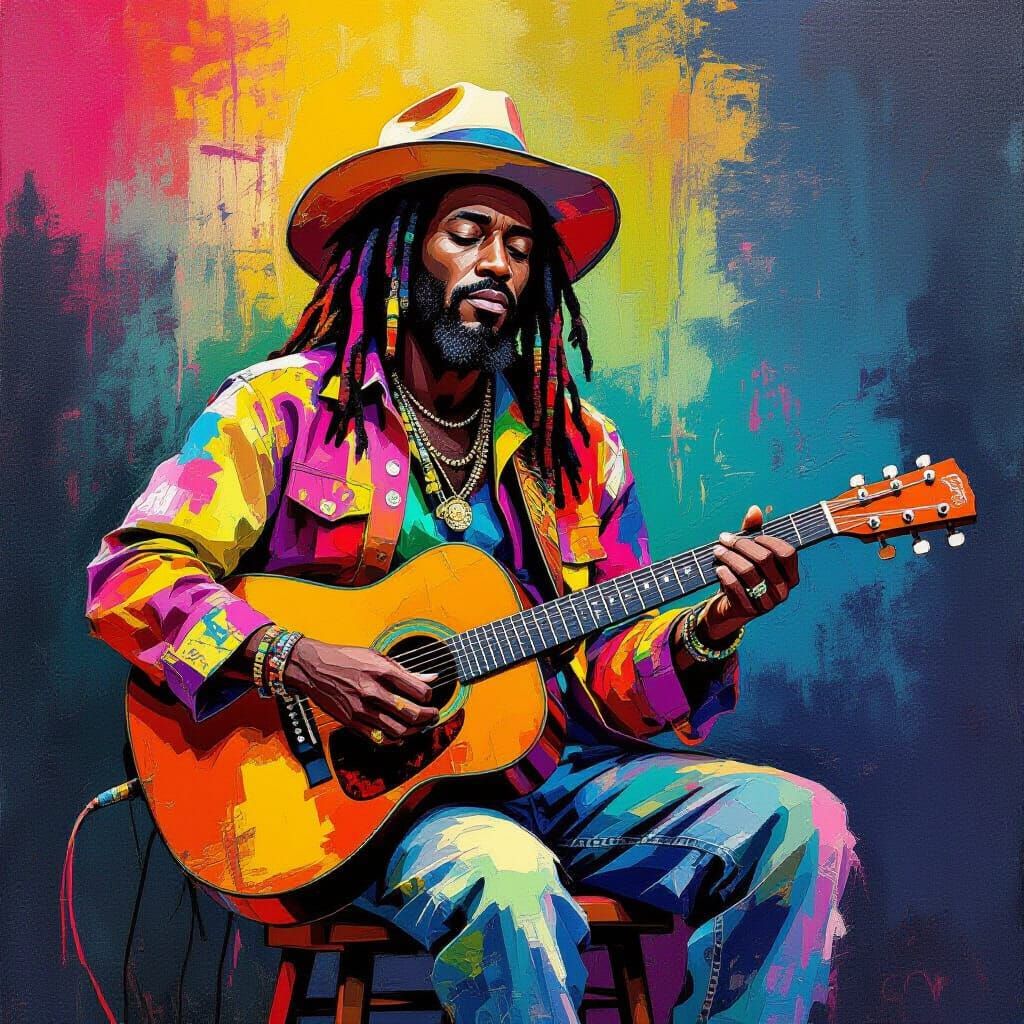 Reggae Artist on Stage in Eclectic Style