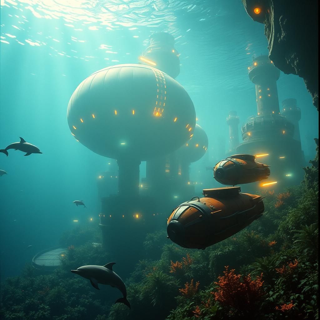 Underwater Metropolis in Syd Mead Style