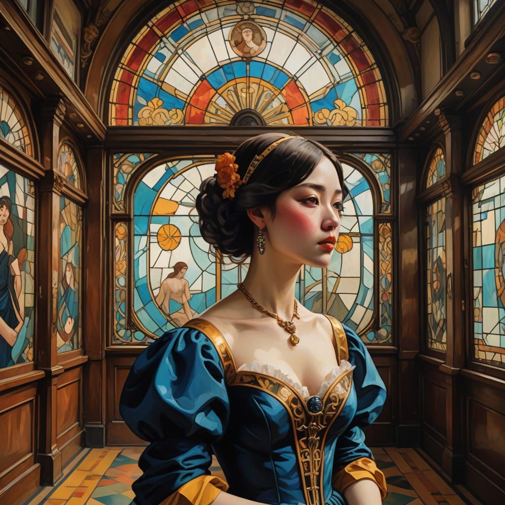 Baroque-Inspired Masterpiece: Whimsical Train Station Mosaic