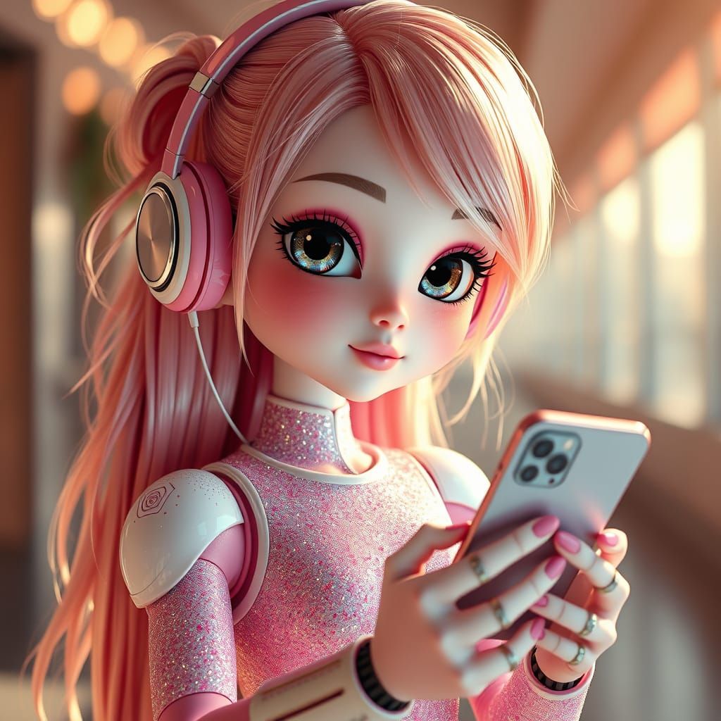 Beautiful 3D Woman with Robotic Suit, Digital Art