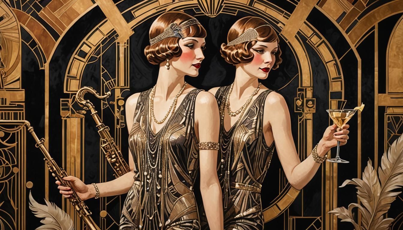 Art Deco Woman in 1920s Speakeasy Portrait