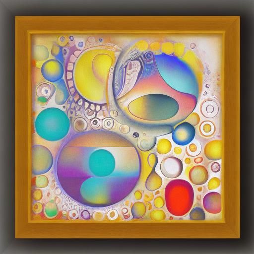 Surreal Abstract Oil Painting of Squared Circles