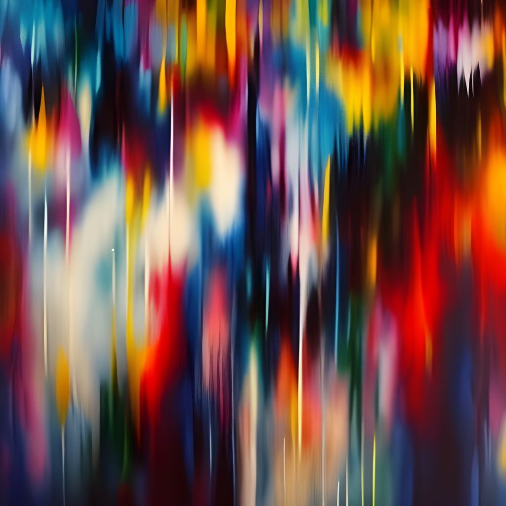 Disturbing Dreamscape with Floating Objects in Acrylic Pouri...