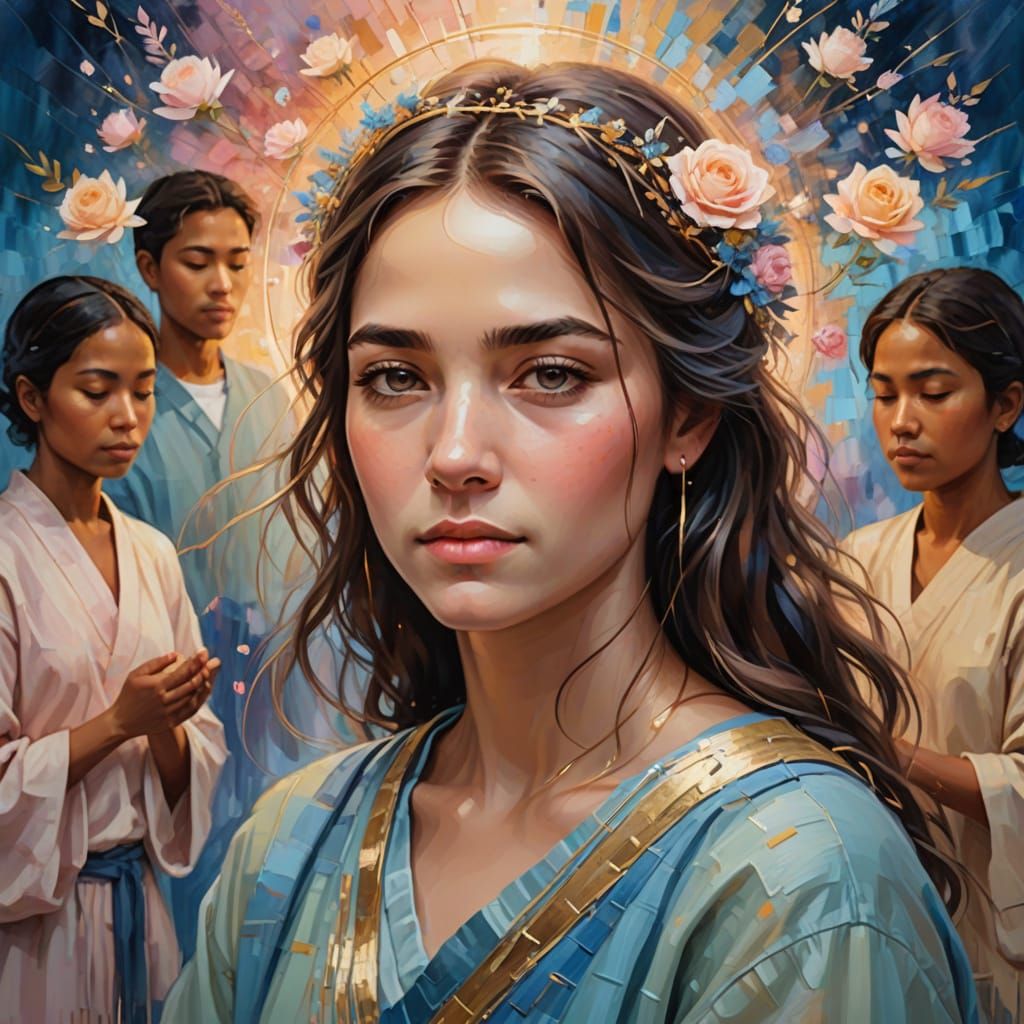 Empathic Connection in Vibrant Oil Painting Style