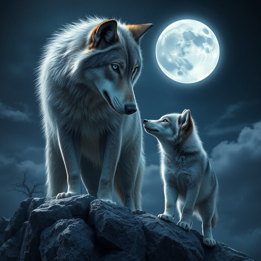 Majestic Wolf Gaze in Ethereal Moonlight
