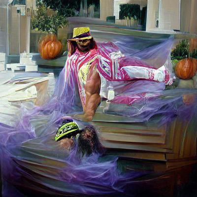 Macho Man's Halloween Resurrection: An Oil Painting