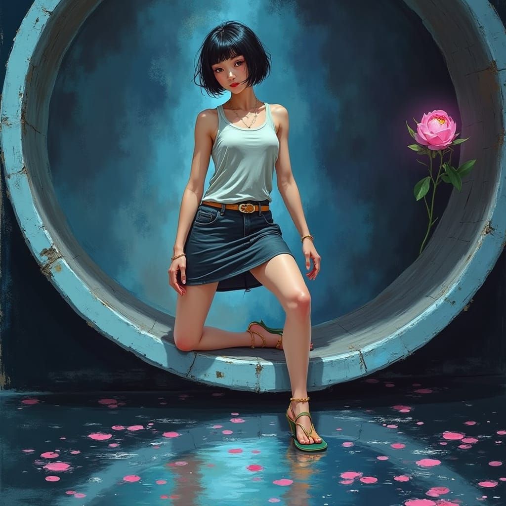 Shirtless Japanese Woman in Manara Style