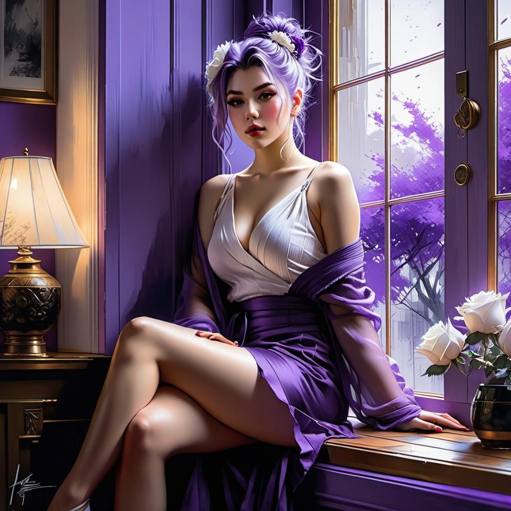 Beautiful Woman in Watercolor Pencil Sketch