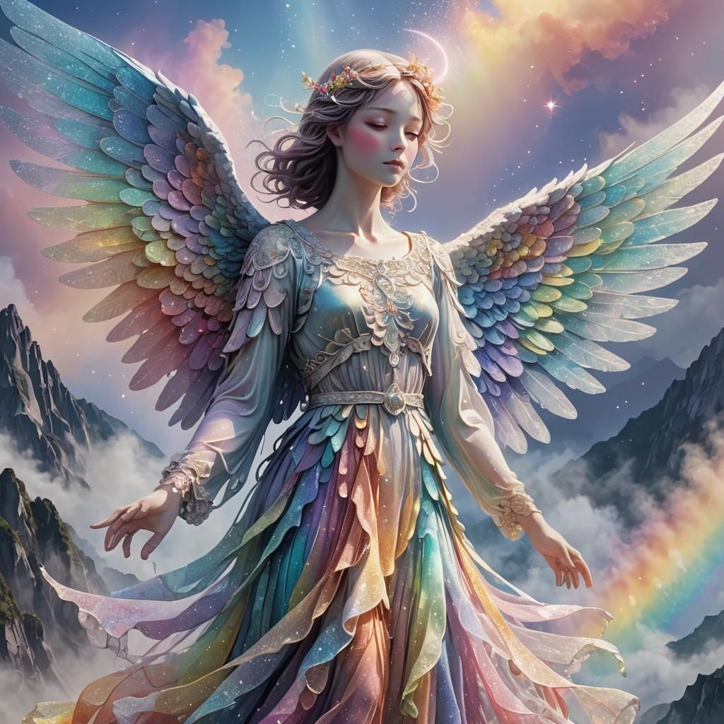Rainbow Dust Angel on Mountain Peak